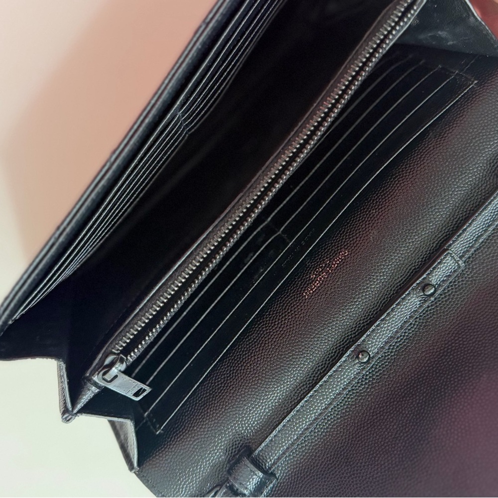 Saint Laurent YSL Monogram Cassandre Chain Wallet Crossbody Black Leather - Picture 13 of 13